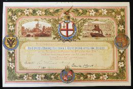 Victorian chromolitho ticket for a reception by the Corporation of the City of London of His