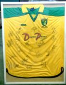 NORWICH CITY FC SHIRT 2002 Centenary, signed by 22 members of the squad, framed and glazed