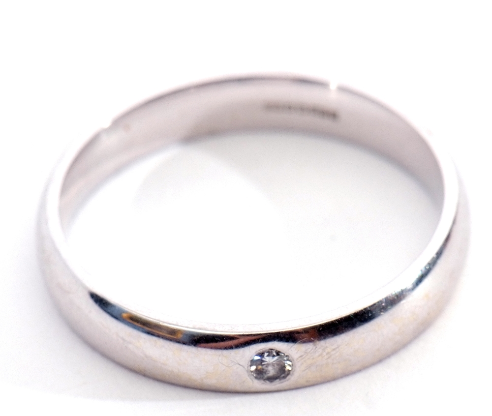 9ct white gold and diamond ring, set with a small brilliant cut diamond in an engraved setting, - Image 4 of 6