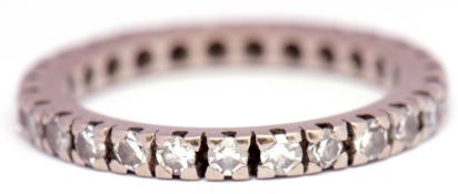 Precious metal and diamond full eternity ring, each diamond individually claw and boxed set, size M