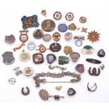 Mixed Lot: to include five Victorian silver badges, two silver and enamel badges together with a