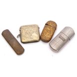 Mixed Lot: two vintage metal vestas, a vintage "Tommy" lighter and one other lighter (4)