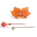 Mixed Lot: Victorian stick pin, the finial set with a small old cut diamond between 4 small seed