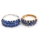 Mixed Lot: two modern 9ct white gold and blue stone dress rings, both stamped QVC, gross weight 6.