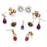 Mixed Lot: five pairs of various earrings to include opalescent, pearl and glass examples, all