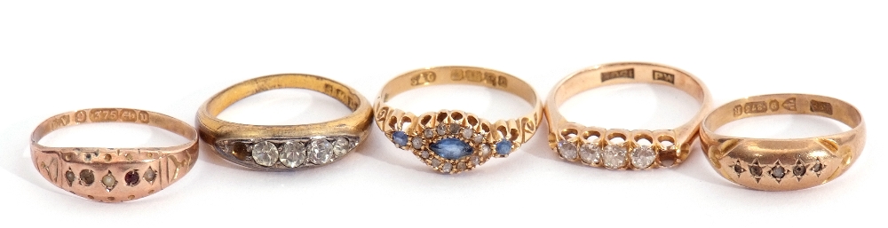 Mixed Lot: early 20th century 18ct gold sapphire and diamond cluster ring, Birmingham, 1903, size P, - Image 2 of 2