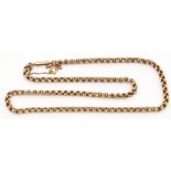 A 375 stamped belcher link necklace, to a barrel clasp and safety chain fitting, 22cm long fastened,