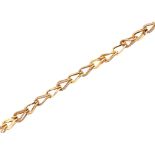 9ct gold bracelet, a design with alternating polished and textured open work links, 21cm long, 9.