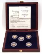 Cased set of five proof coins "Year of the Free King", 00196