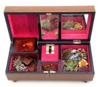 Musical jewellery box to include costume brooches, necklaces etc