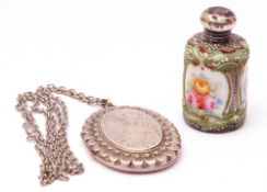 Mixed Lot: hallmarked silver large locket of oval form, foliate and chased engraved centre, 55 x