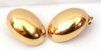 Pair of 9ct gold earrings of domed plain polished form, clip on fittings, gross weight 3.5gms