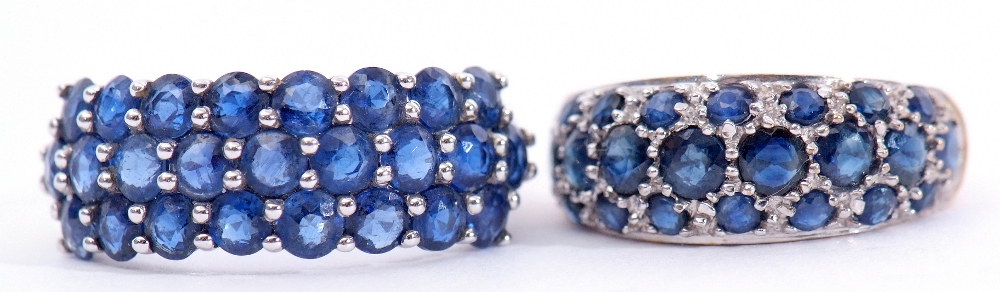 Mixed Lot: two modern 9ct white gold and blue stone dress rings, both stamped QVC, gross weight 6. - Image 2 of 8