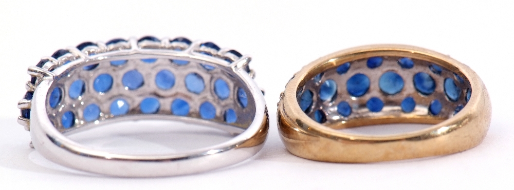 Mixed Lot: two modern 9ct white gold and blue stone dress rings, both stamped QVC, gross weight 6. - Image 3 of 8