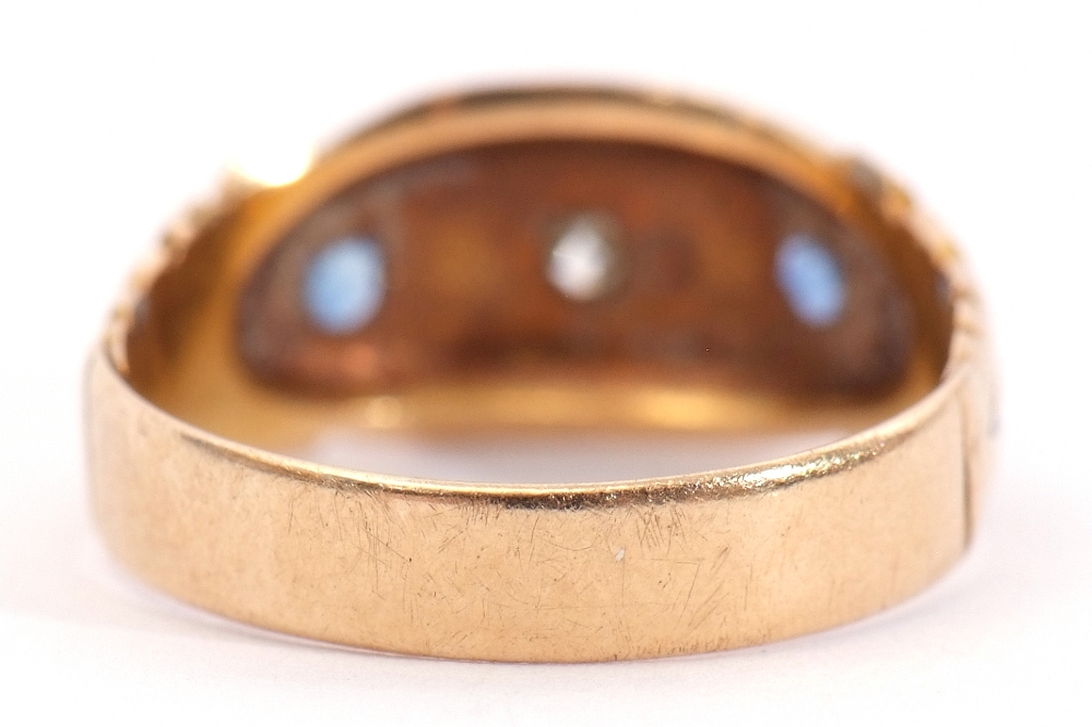 Early 20th century 18ct gold diamond and sapphire ring, the central small old cut diamond between - Image 4 of 8