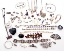 Mixed Lot: mainly white metal jewellery to include buckle, earrings, pendants, chains etc