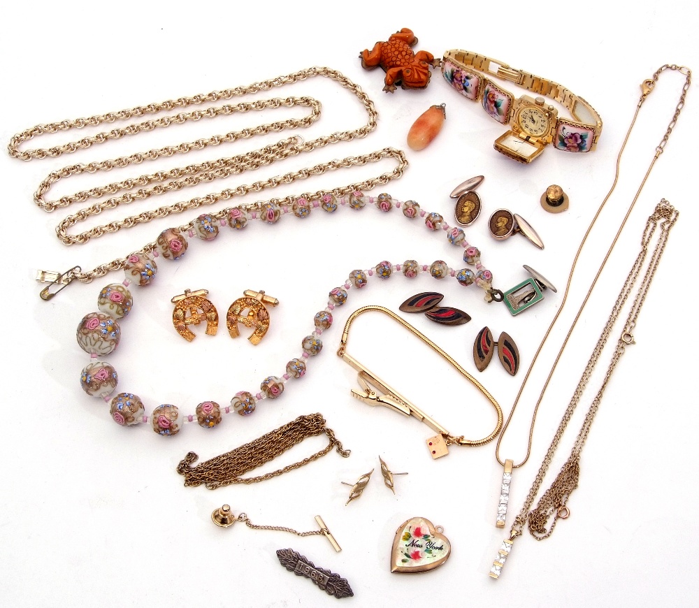 Case of gold plated necklaces, lockets, cuff links, bead necklace - Image 2 of 2