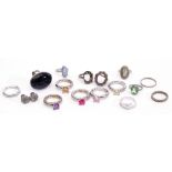 Mixed Lot: to include 12 modern white metal dress rings, gross weight 77gms, together with 3 metal