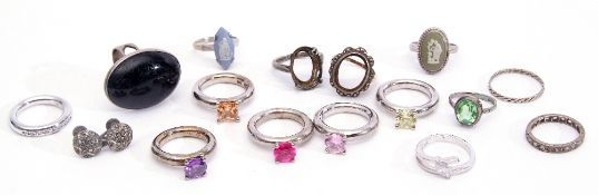 Mixed Lot: to include 12 modern white metal dress rings, gross weight 77gms, together with 3 metal