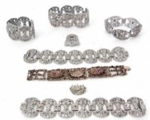 Mixed Lot: vintage Central European marcasite jewellery to include three matching bracelets, 27cm