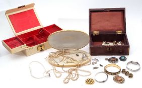 Mixed Lot: quantity of simulated pearls, a vintage jewellery to include gold plated bracelet,