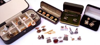 Mixed Lot: various boxed cuff links, tie pins, rolled gold dress studs etc