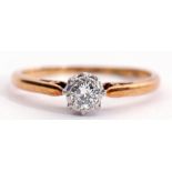 Diamond single stone ring featuring a brilliant cut diamond, 0.15ct approx, raised in a coronet