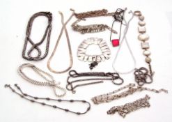 Mixed Lot: heavy white metal chains and necklaces, all stamped 925, gross weight 286gms, together