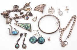 Mixed Lot: white metal jewellery to include earrings, brooches, chains, etc