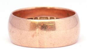 9ct gold wide band wedding ring, Birmingham 1923, 10.1gms, size V