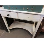 SMALL WHITE PAINTED PINE KITCHEN SIDE TABLE, WIDTH APPROX 84CM