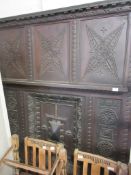 LARGE AND IMPRESSIVE CARVED PANEL, POSSIBLY FROM A BED, WIDTH APPROX 143CM