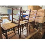 THREE MID-CENTURY CANE SEATED SIDE CHAIRS, HEIGHT APPROX 87CM