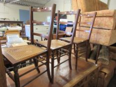 THREE MID-CENTURY CANE SEATED SIDE CHAIRS, HEIGHT APPROX 87CM