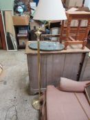 BRASS READING LAMP, HEIGHT INC SHADE APPROX 148CM