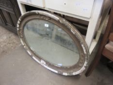 OVAL OVERMANTEL MIRROR (A/F), LENGTH APPROX 87CM