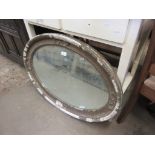 OVAL OVERMANTEL MIRROR (A/F), LENGTH APPROX 87CM