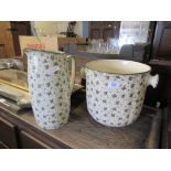 ROYAL DOULTON WASH JUG AND BIN, BOTH FLORAL DECORATED, THE JUG APPROX 34CM