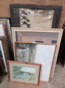 QUANTITY OF VARIOUS FRAMED PICTURES AND PRINTS ETC INCLUDING SMALL FRAMED WATERCOLOUR PORTRAIT OF
