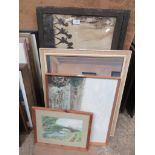 QUANTITY OF VARIOUS FRAMED PICTURES AND PRINTS ETC INCLUDING SMALL FRAMED WATERCOLOUR PORTRAIT OF