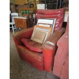 VINTAGE LEATHRE ARMCHAIR, WIDTH APPROX 84CM