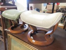 PAIR OF 1960S/70S BENTWOOD FOOT STOOLS, EACH HEIGHT APPROX 41CM