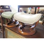 PAIR OF 1960S/70S BENTWOOD FOOT STOOLS, EACH HEIGHT APPROX 41CM