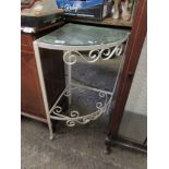 WROUGHT IRON CORNER PLANT STAND, WIDTH APPROX 37CM