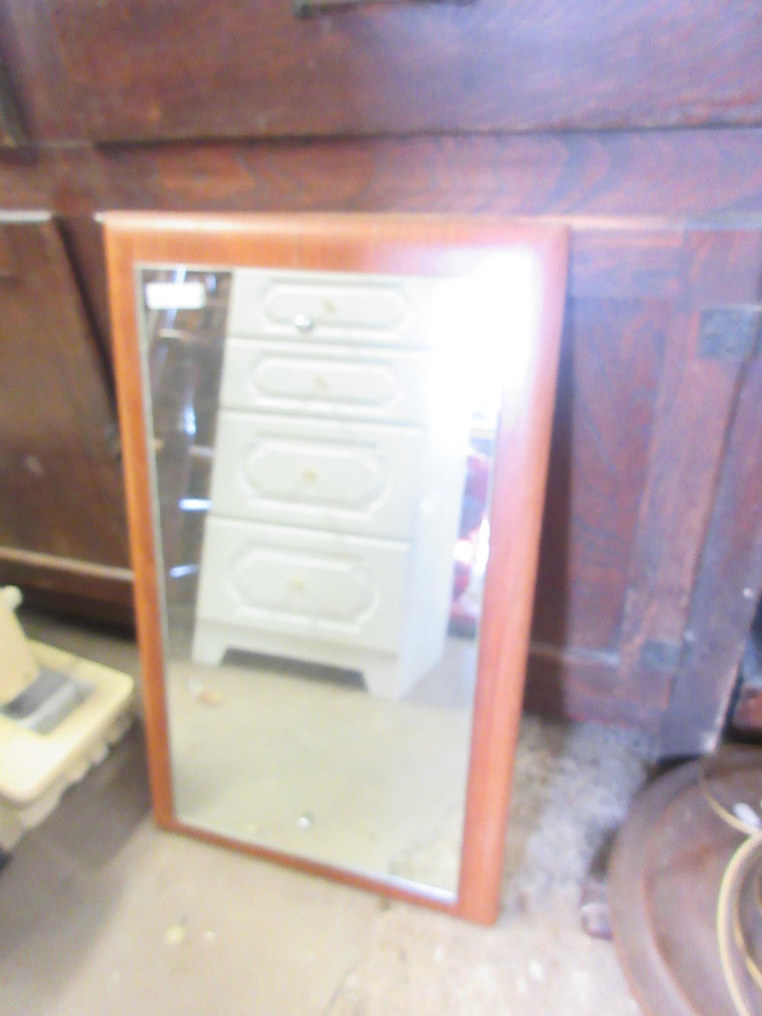 SMALL FRAMED BATHROOM MIRROR, WIDTH APPROX 38CM