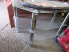 GLASS TV STAND, WIDTH APPROX 79CM