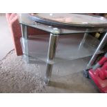 GLASS TV STAND, WIDTH APPROX 79CM