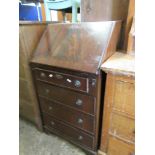 NARROW FALL FRONT MAHOGANY BUREAU, WIDTH APPROX 52CM