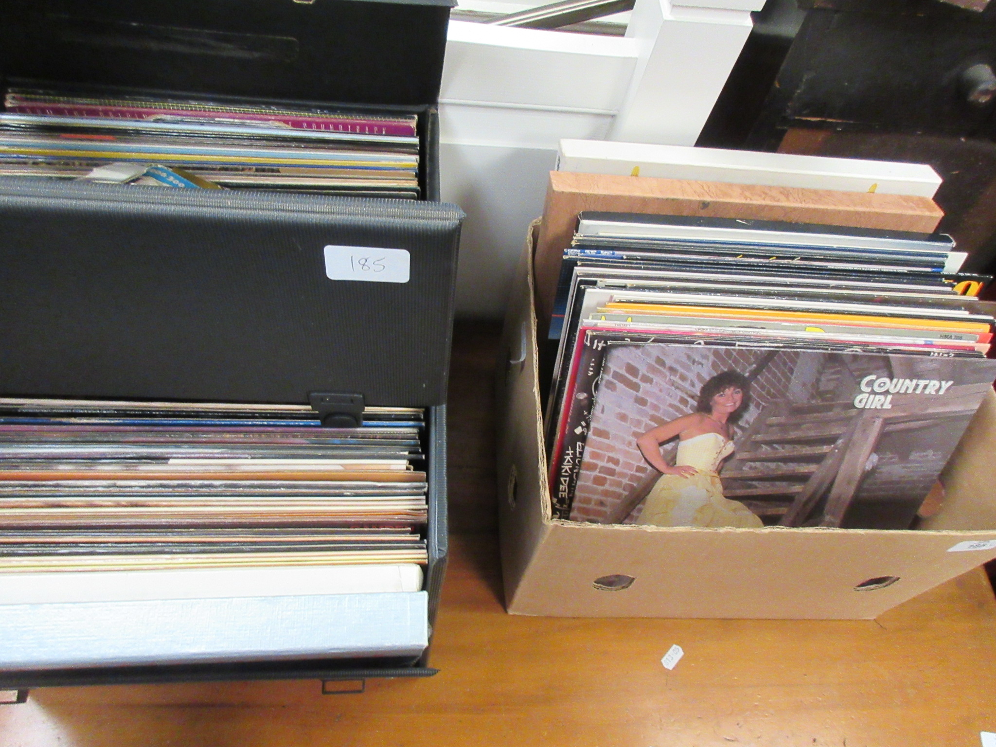 BOX AND TWO CASES CONTAINING COLLECTION OF 12INCH VINYL LPS INCLUDING ROD STEWART, LAURA