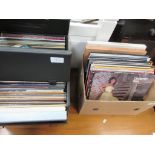 BOX AND TWO CASES CONTAINING COLLECTION OF 12INCH VINYL LPS INCLUDING ROD STEWART, LAURA